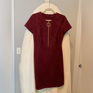 Maroon Calvin Klein Suede Dress